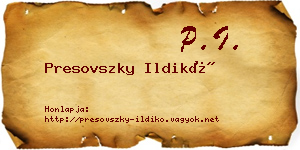 Presovszky Ildikó névjegykártya